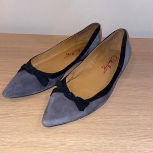 Grey Suede Pointed-Toe Flats Charly Amar Size 10